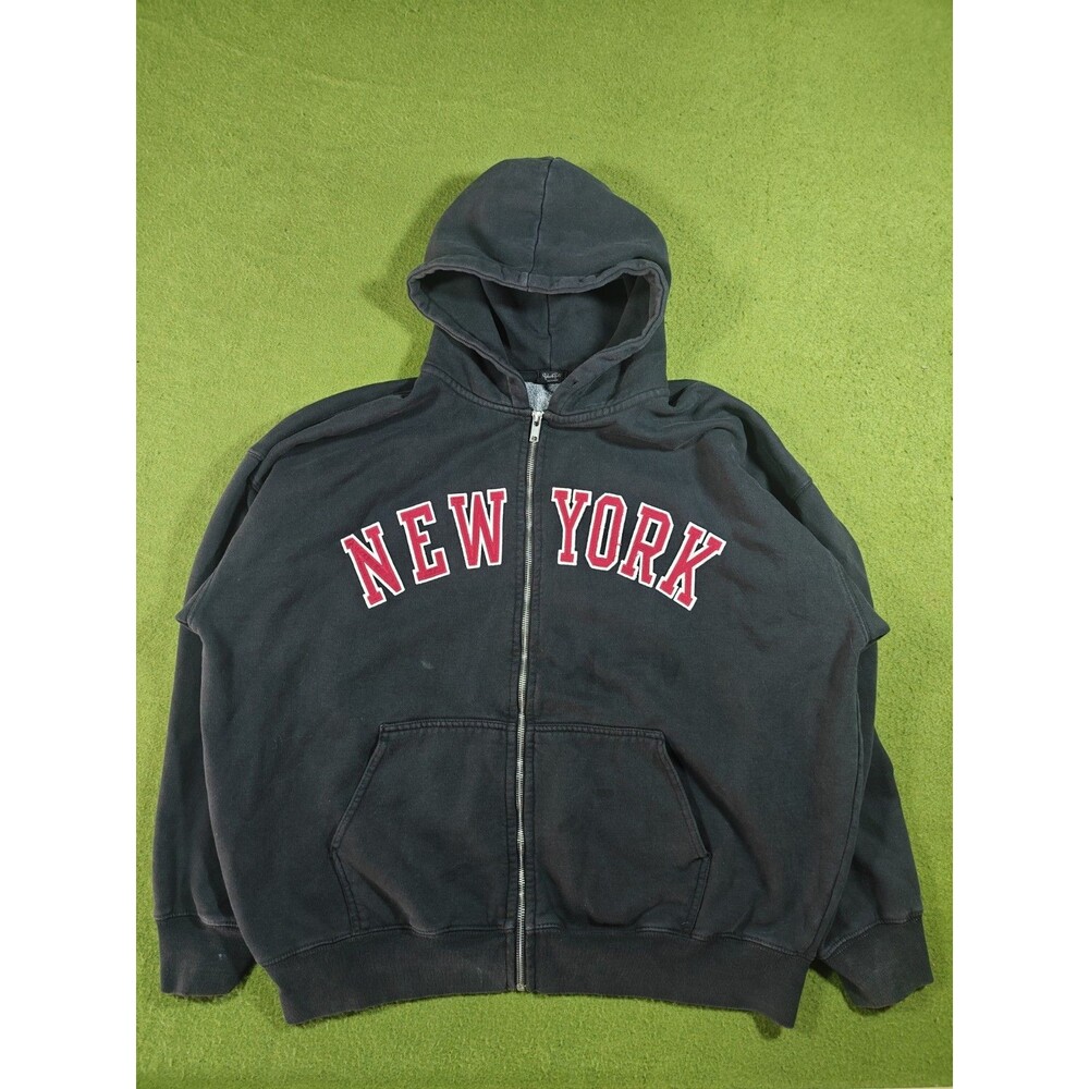 JOHN GALT BY BRANDY MELVILLE BLACK CHRISTY NEW YORK FULL ZIP HOODIE OVERSIZED